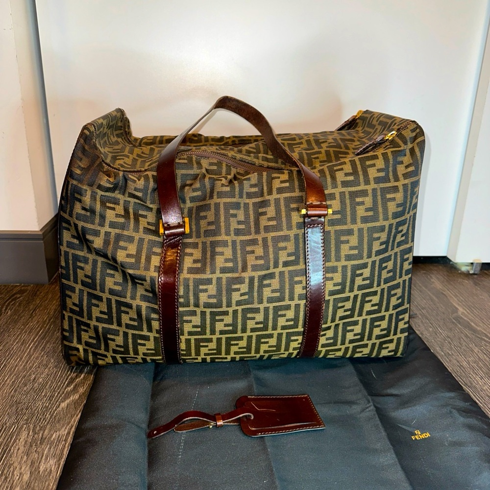 Vintage Fendi Zucca Travel Bag Duffel Bag Pre-Loved